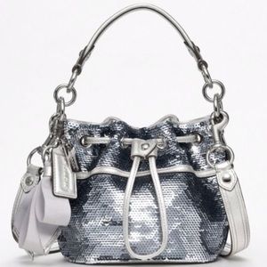 New Poppy Collection Sequin Coach Mini Bucket Bag